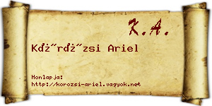 Körözsi Ariel névjegykártya